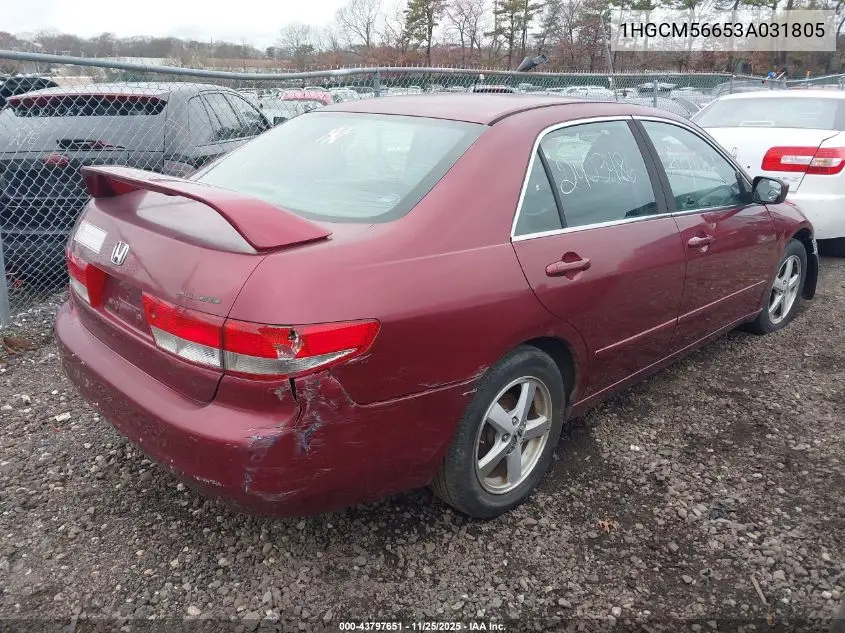 1HGCM56653A031805 2003 Honda Accord 2.4 Ex