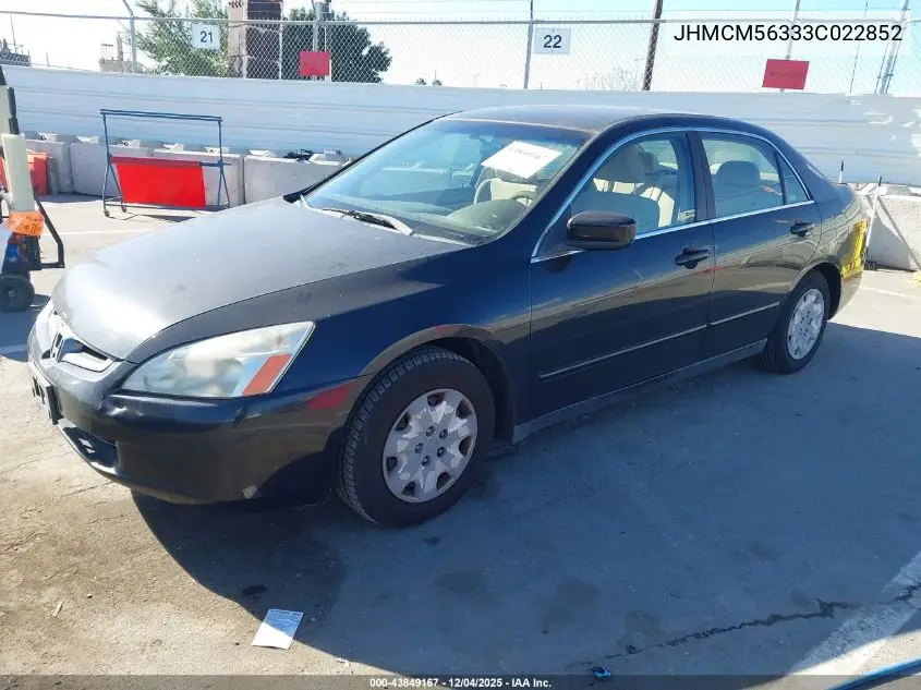 JHMCM56333C022852 2003 Honda Accord 2.4 Lx