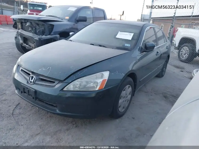 1HGCM56323A034151 2003 Honda Accord 2.4 Lx