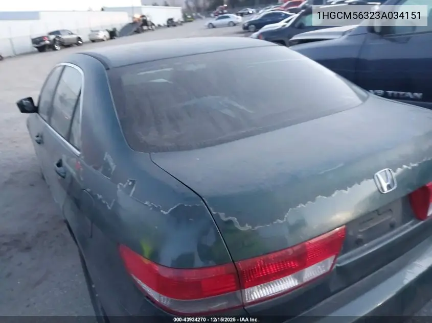 1HGCM56323A034151 2003 Honda Accord 2.4 Lx