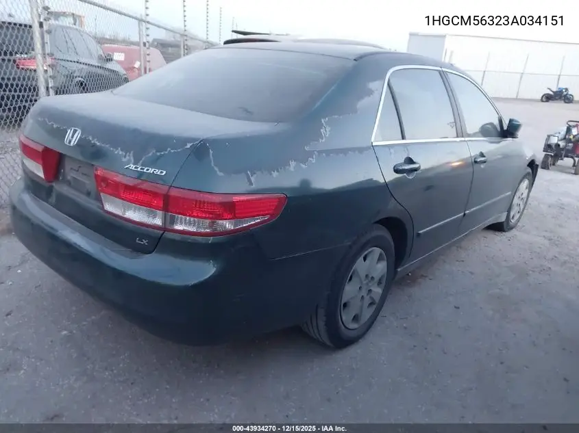 1HGCM56323A034151 2003 Honda Accord 2.4 Lx
