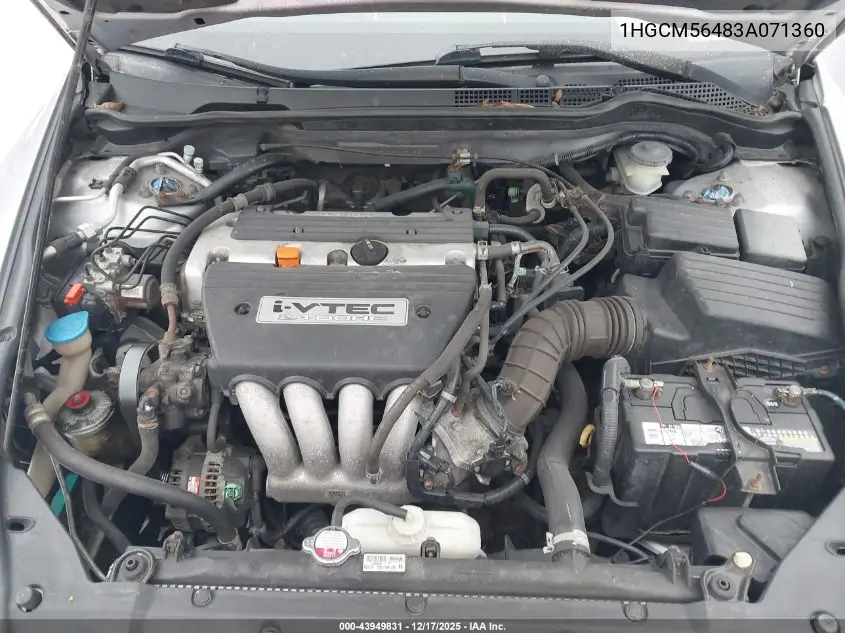 1HGCM56483A071360 2003 Honda Accord 2.4 Lx