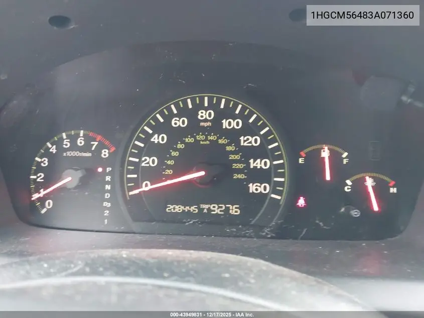 1HGCM56483A071360 2003 Honda Accord 2.4 Lx