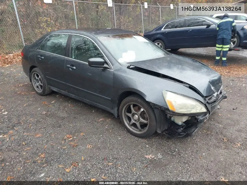 1HGCM56393A138264 2003 Honda Accord 2.4 Lx