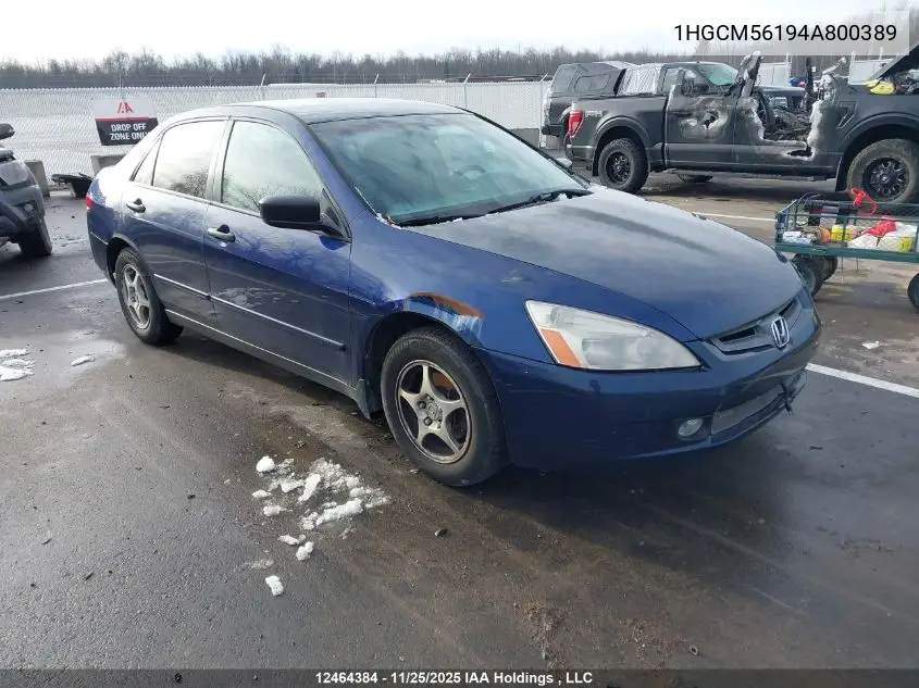 1HGCM56194A800389 2004 Honda Accord Dx