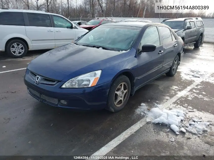 1HGCM56194A800389 2004 Honda Accord Dx