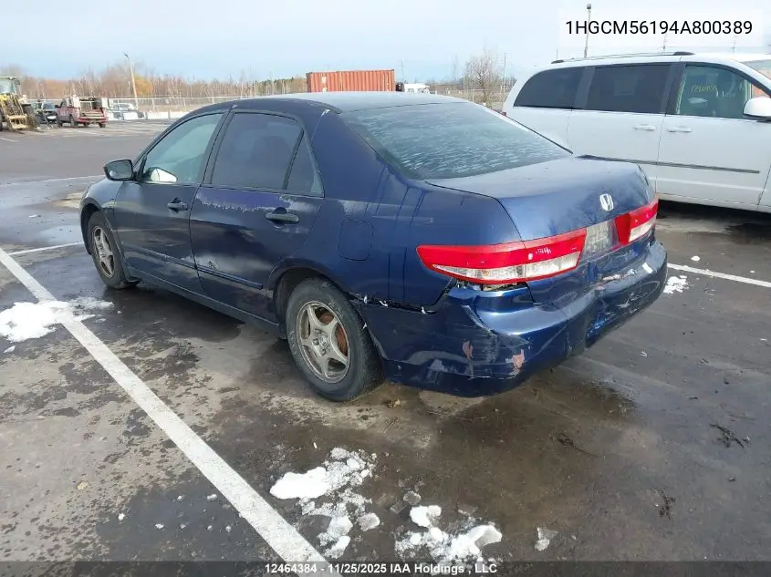 1HGCM56194A800389 2004 Honda Accord Dx