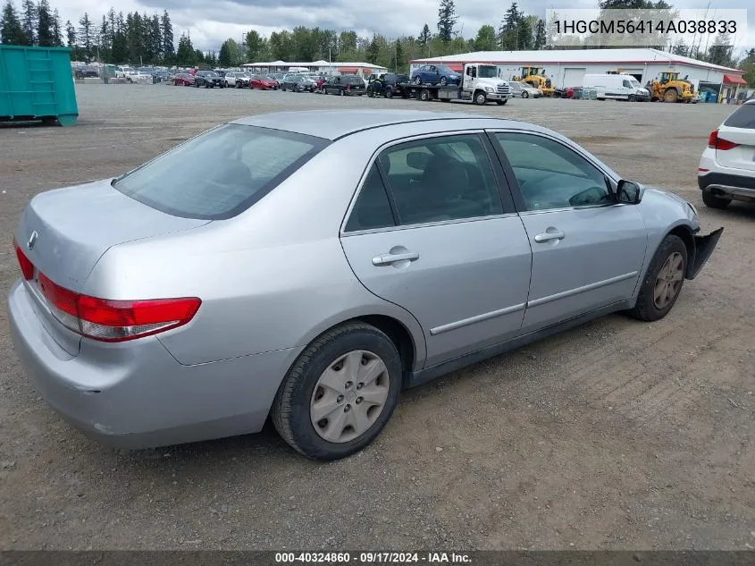 2004 Honda Accord 2.4 Lx VIN: 1HGCM56414A038833 Lot: 40324860