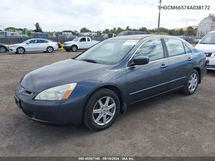 2004 Honda Accord 3.0 Ex VIN: 1HGCM66574A038172 Lot: 40367149