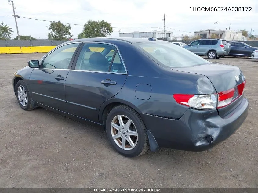 2004 Honda Accord 3.0 Ex VIN: 1HGCM66574A038172 Lot: 40367149