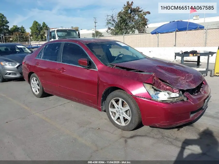 1HGCM66514A067585 2004 Honda Accord 3.0 Ex