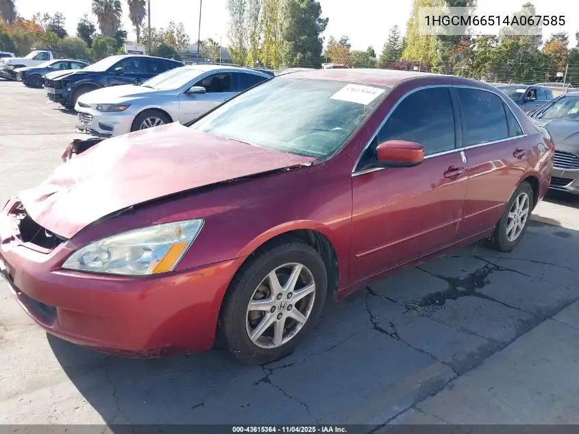 1HGCM66514A067585 2004 Honda Accord 3.0 Ex