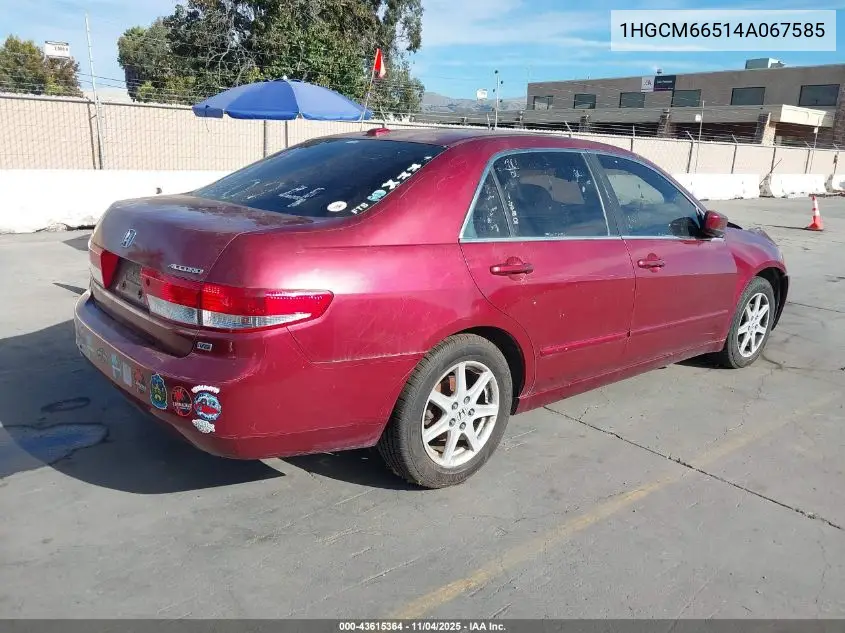1HGCM66514A067585 2004 Honda Accord 3.0 Ex
