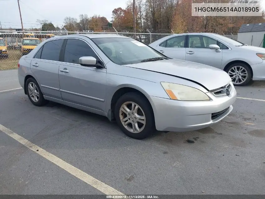1HGCM66514A018905 2004 Honda Accord 3.0 Ex