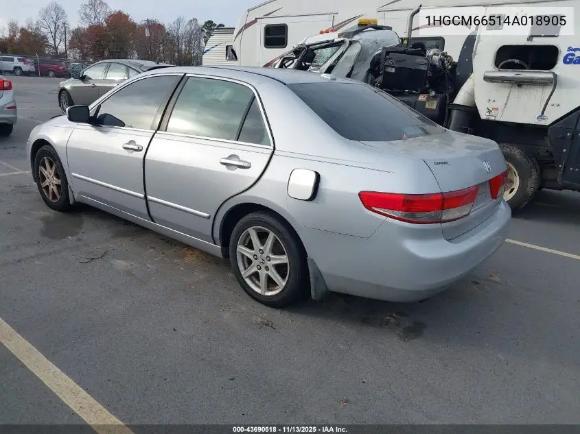 1HGCM66514A018905 2004 Honda Accord 3.0 Ex