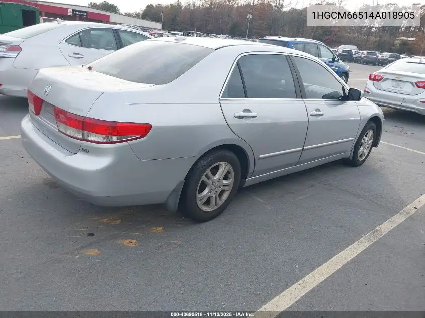1HGCM66514A018905 2004 Honda Accord 3.0 Ex
