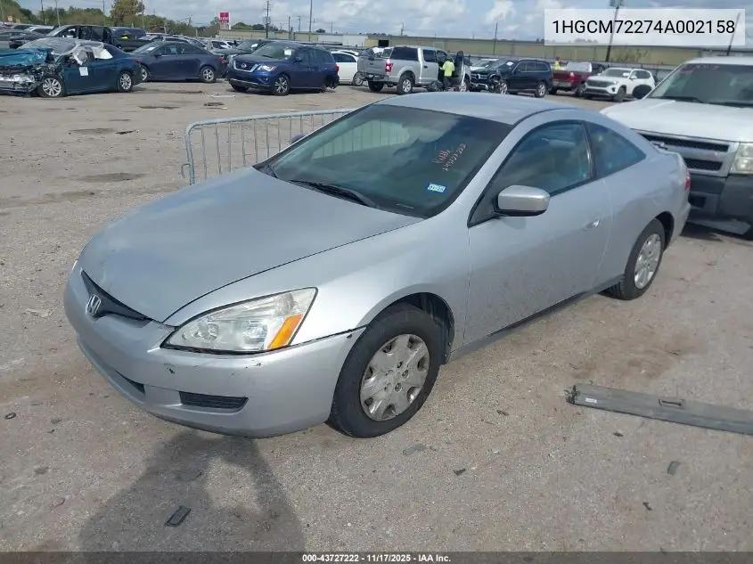 1HGCM72274A002158 2004 Honda Accord 2.4 Lx