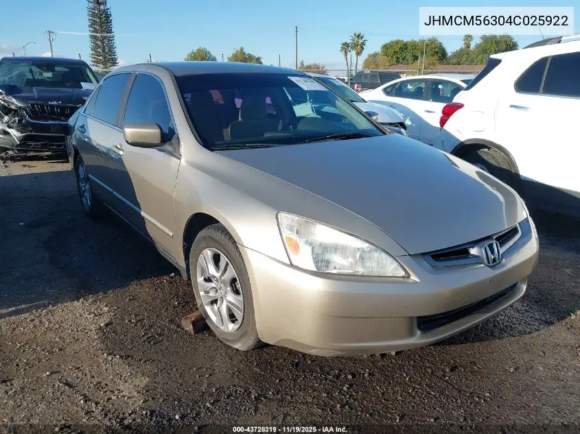 JHMCM56304C025922 2004 Honda Accord 2.4 Lx