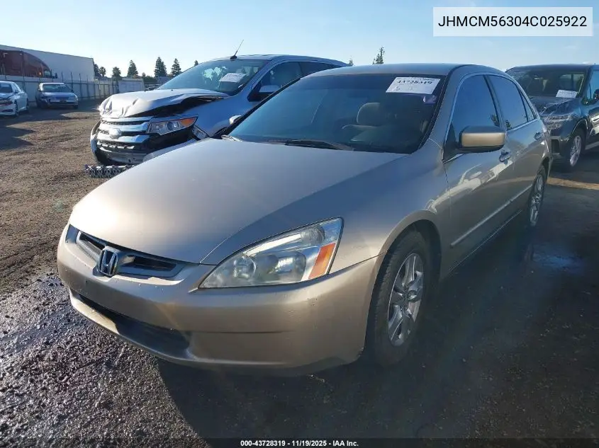 JHMCM56304C025922 2004 Honda Accord 2.4 Lx