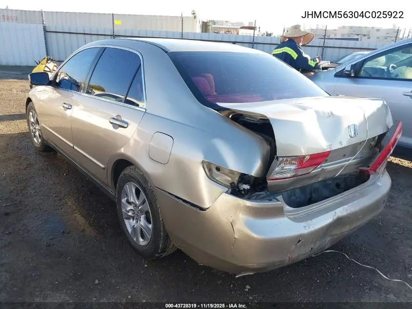JHMCM56304C025922 2004 Honda Accord 2.4 Lx