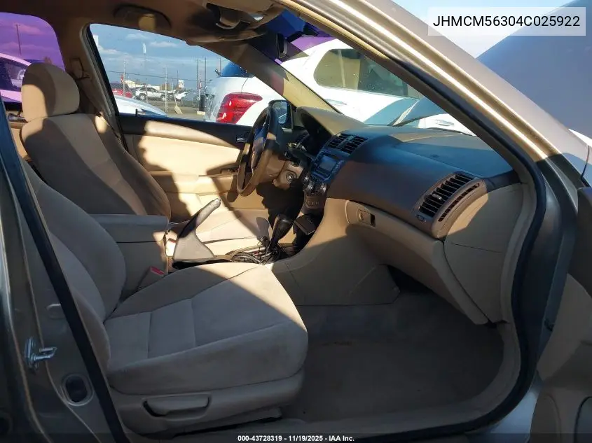 JHMCM56304C025922 2004 Honda Accord 2.4 Lx