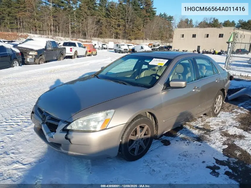 1HGCM66564A011416 2004 Honda Accord 3.0 Ex