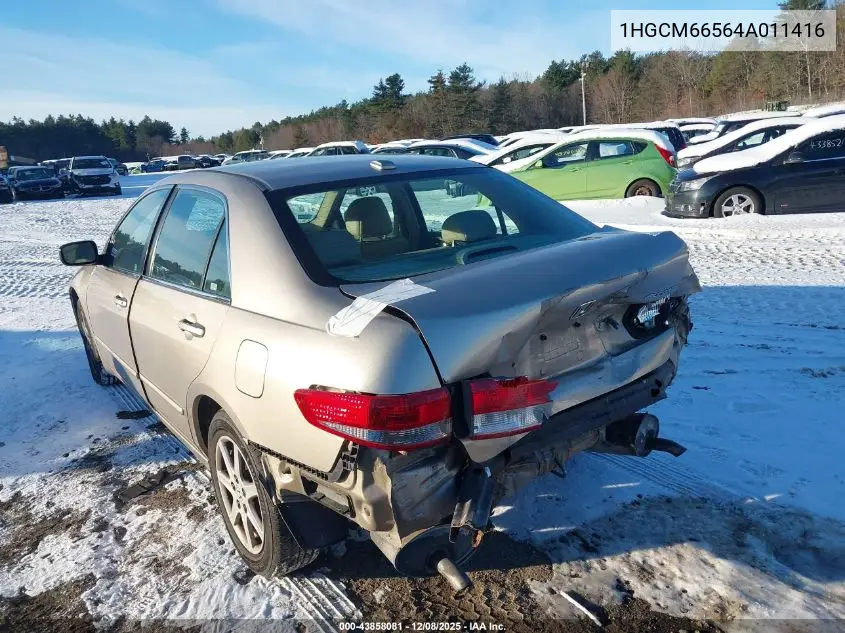 1HGCM66564A011416 2004 Honda Accord 3.0 Ex