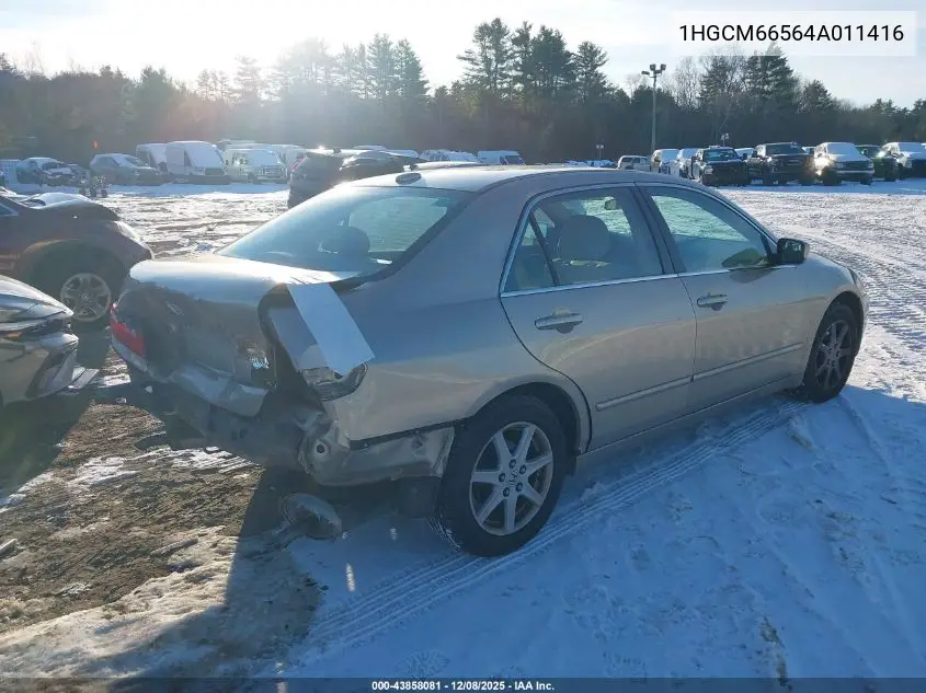 1HGCM66564A011416 2004 Honda Accord 3.0 Ex
