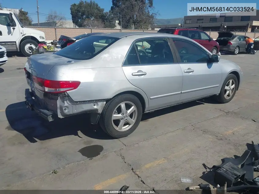 JHMCM56814C033524 2004 Honda Accord 2.4 Ex