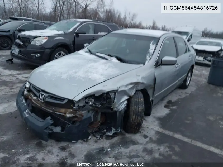 1HGCM564X5A816726 2005 Honda Accord Lx-G
