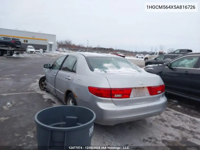1HGCM564X5A816726 2005 Honda Accord Lx-G