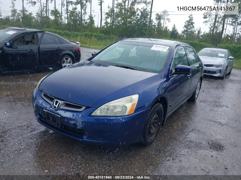 2005 Honda Accord 2.4 Lx VIN: 1HGCM56475A141367 Lot: 40181948