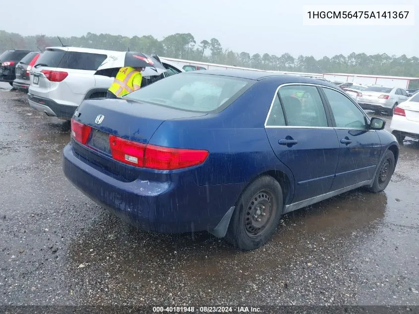 1HGCM56475A141367 2005 Honda Accord 2.4 Lx