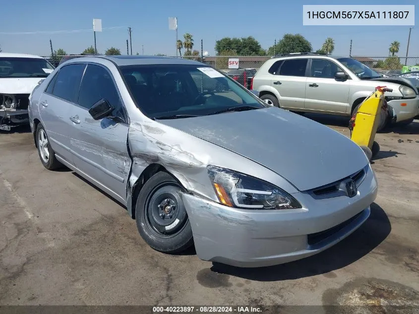 2005 Honda Accord 2.4 Ex VIN: 1HGCM567X5A111807 Lot: 40223897