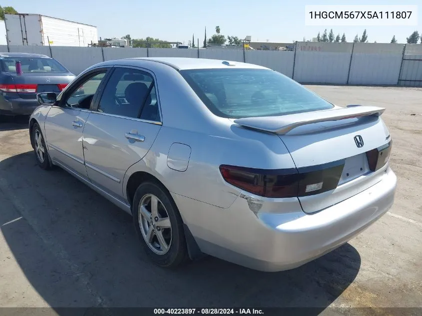 2005 Honda Accord 2.4 Ex VIN: 1HGCM567X5A111807 Lot: 40223897