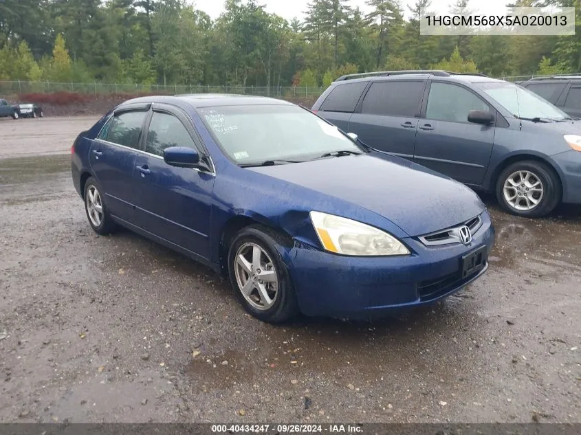 2005 Honda Accord 2.4 Ex VIN: 1HGCM568X5A020013 Lot: 40434247