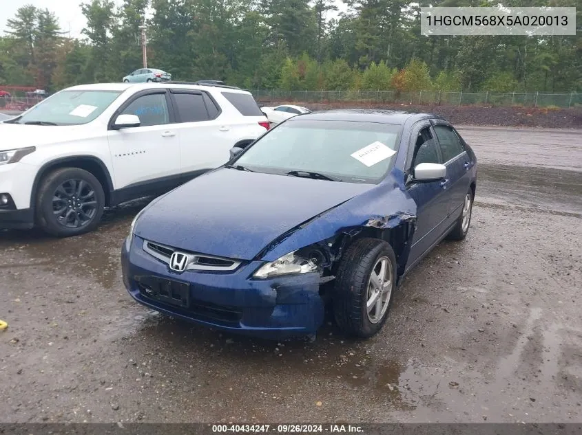 2005 Honda Accord 2.4 Ex VIN: 1HGCM568X5A020013 Lot: 40434247