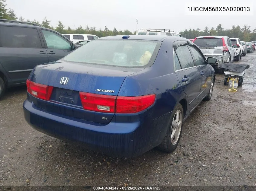 2005 Honda Accord 2.4 Ex VIN: 1HGCM568X5A020013 Lot: 40434247