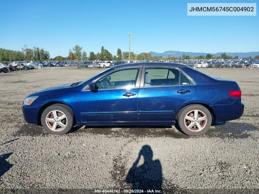 2005 Honda Accord 2.4 Ex VIN: JHMCM56745C004902 Lot: 40448142