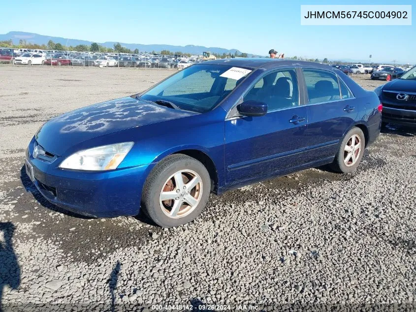 2005 Honda Accord 2.4 Ex VIN: JHMCM56745C004902 Lot: 40448142