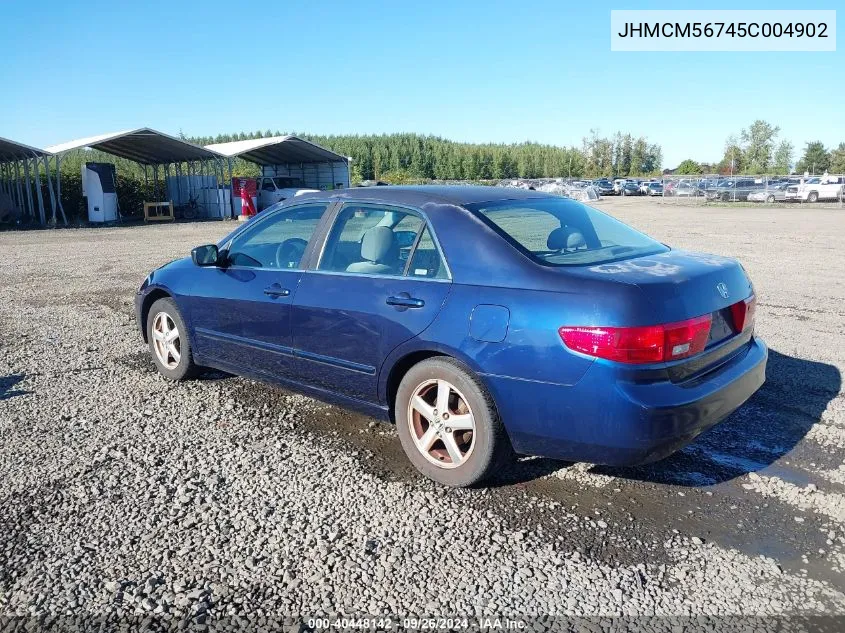 2005 Honda Accord 2.4 Ex VIN: JHMCM56745C004902 Lot: 40448142