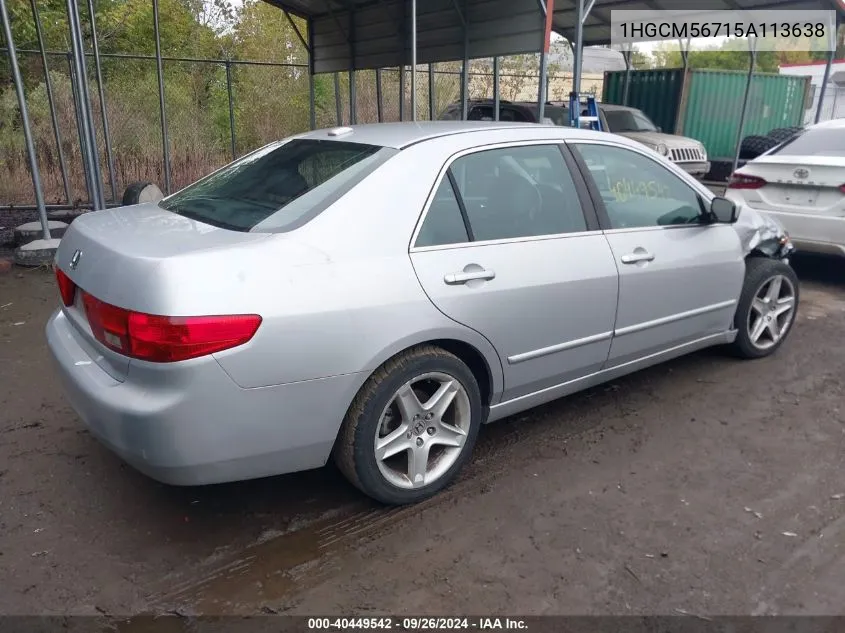 2005 Honda Accord 2.4 Ex VIN: 1HGCM56715A113638 Lot: 40449542