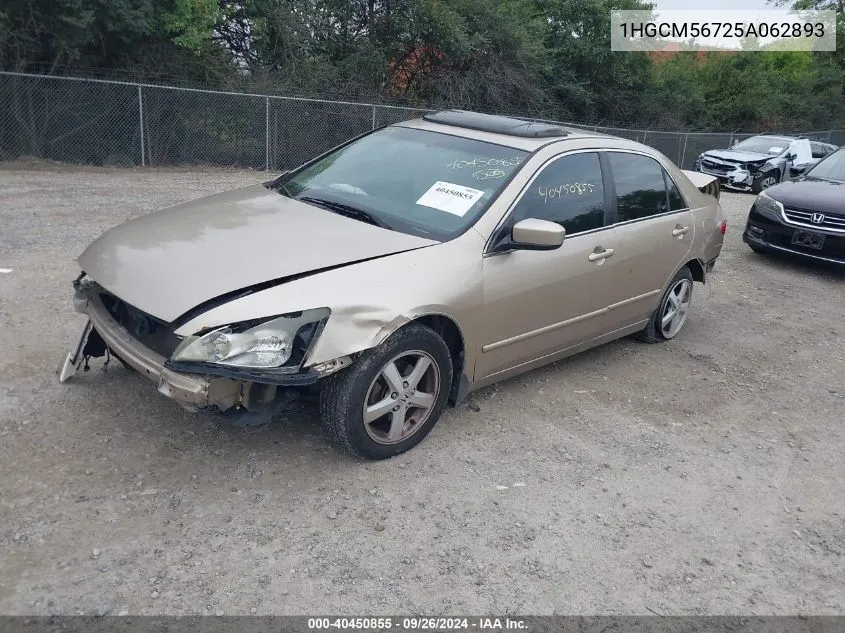 1HGCM56725A062893 2005 Honda Accord 2.4 Ex