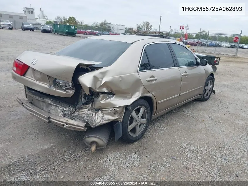 2005 Honda Accord 2.4 Ex VIN: 1HGCM56725A062893 Lot: 40450855