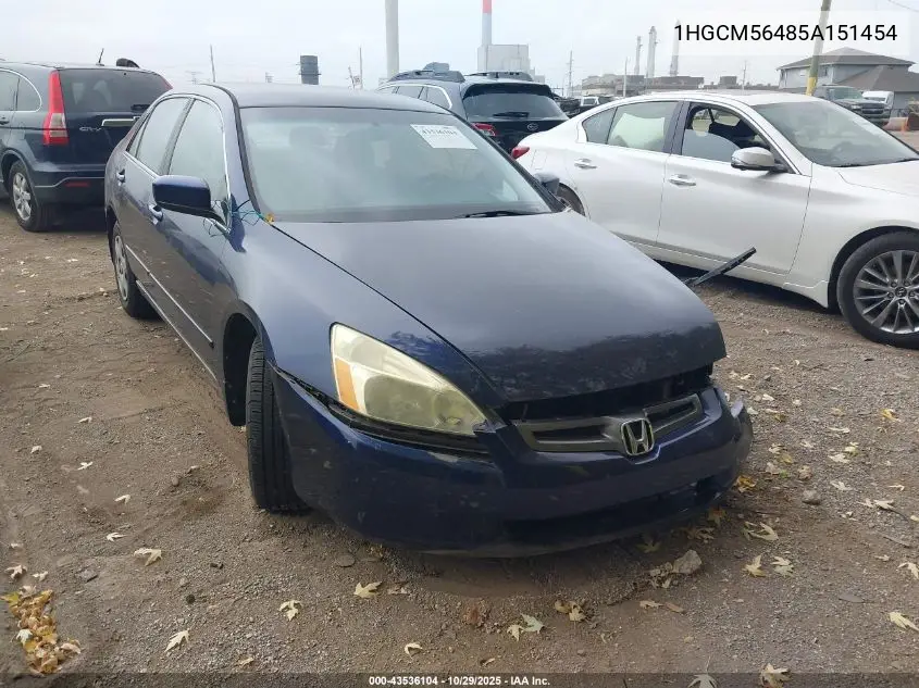 1HGCM56485A151454 2005 Honda Accord 2.4 Lx
