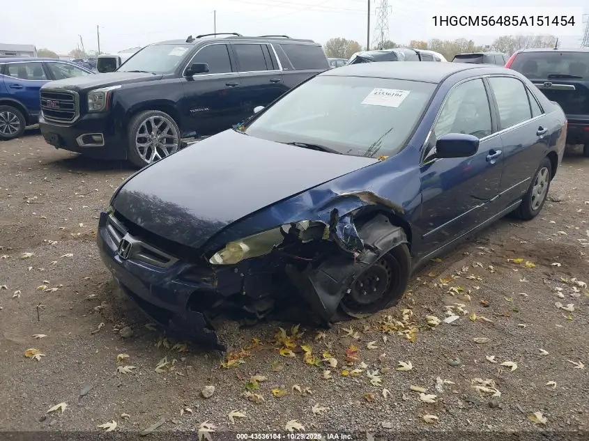 1HGCM56485A151454 2005 Honda Accord 2.4 Lx