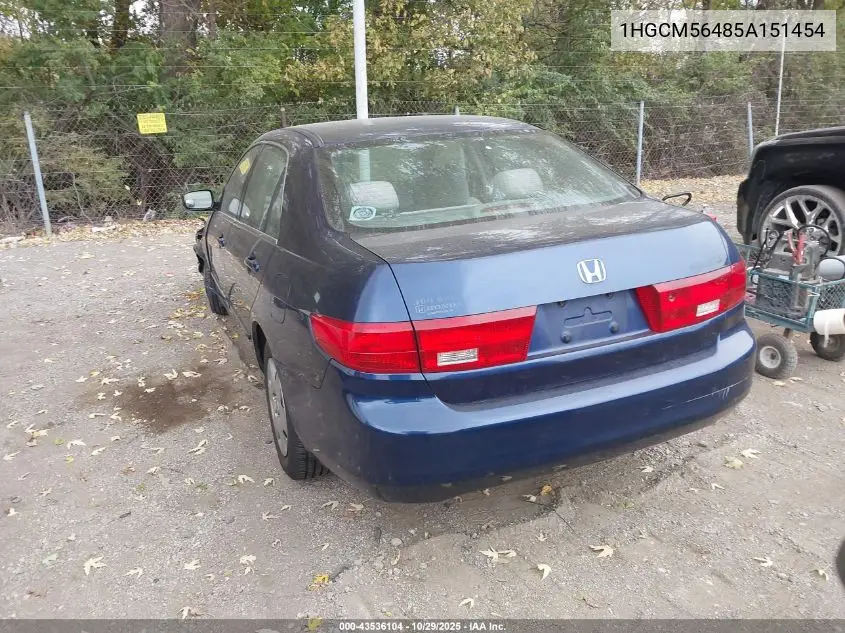 1HGCM56485A151454 2005 Honda Accord 2.4 Lx