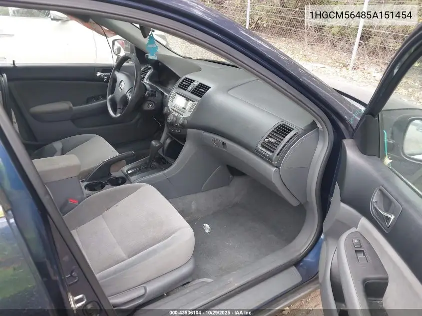 1HGCM56485A151454 2005 Honda Accord 2.4 Lx