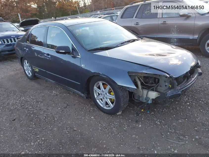 1HGCM55405A146850 2005 Honda Accord 2.4 Lx