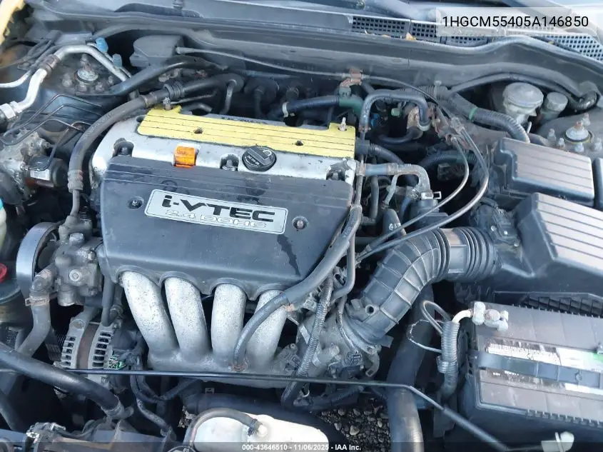 1HGCM55405A146850 2005 Honda Accord 2.4 Lx
